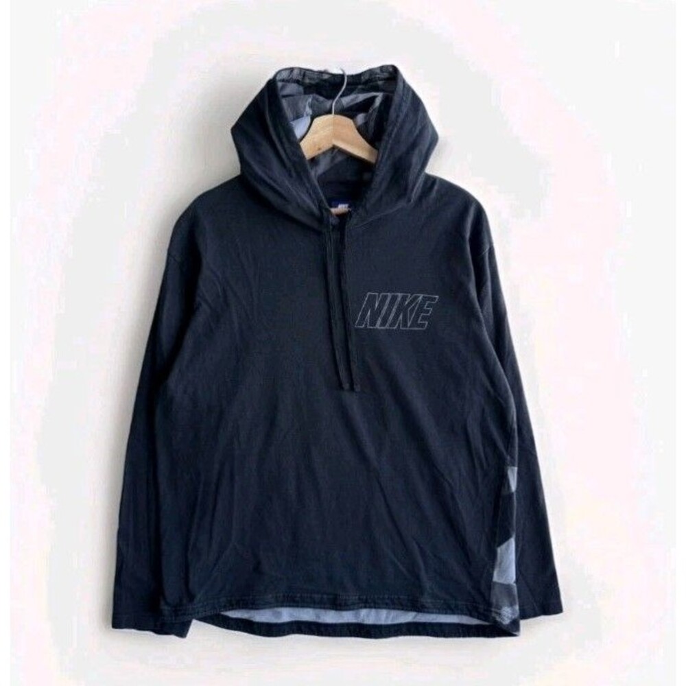 Nike Men's Black Camo Outline Logo Lightweight Hoodie Size XL Y2K Vintage